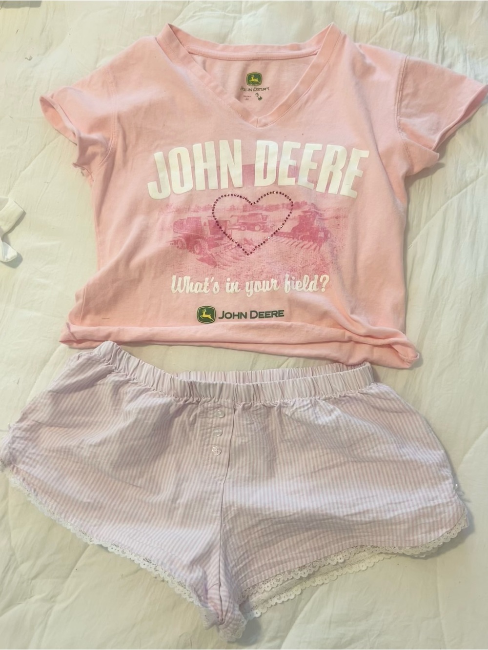 John Deere pink crop top